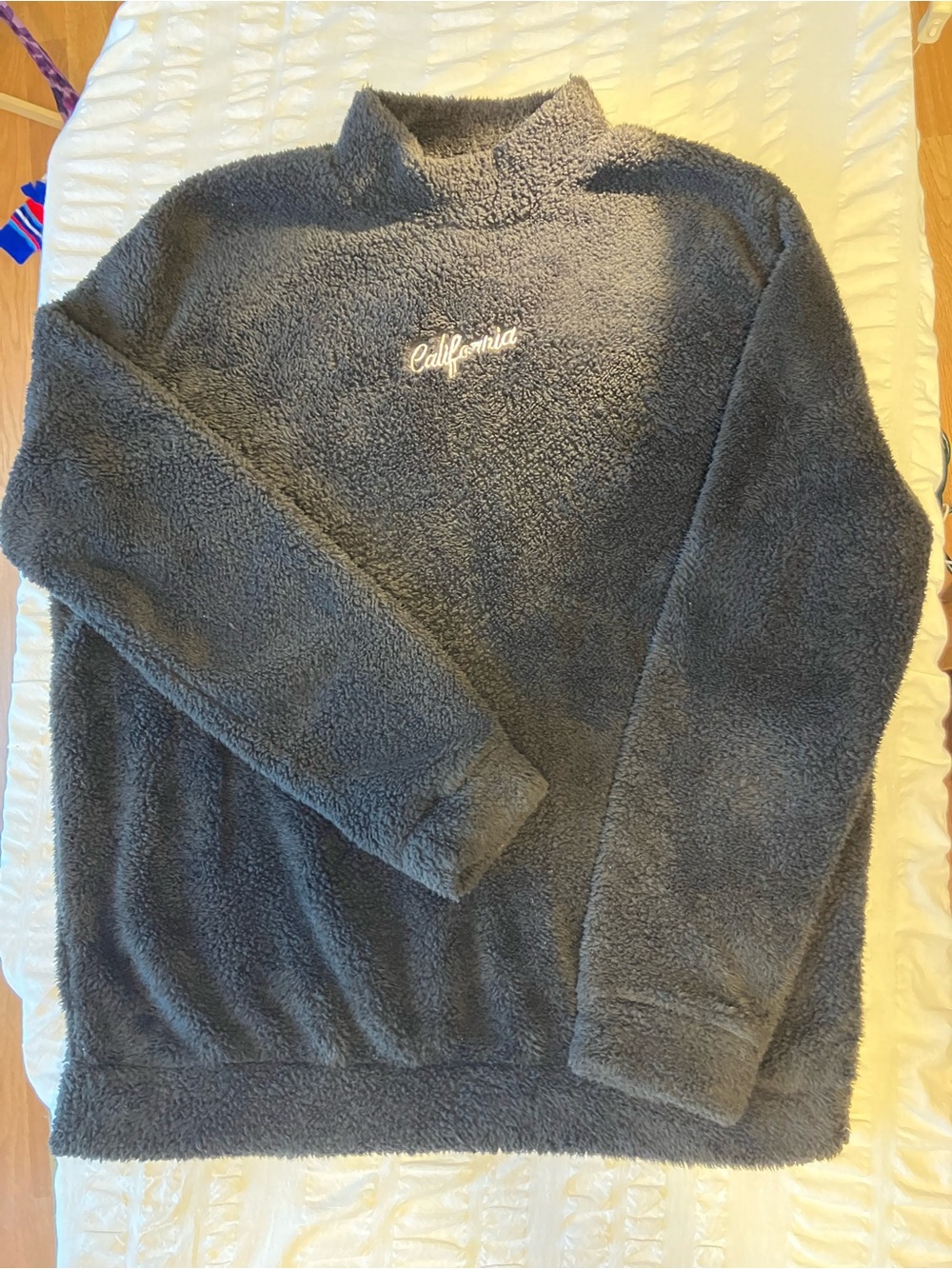 SHEIN Charcoal 'California' Fleece Mock Neck Pullover